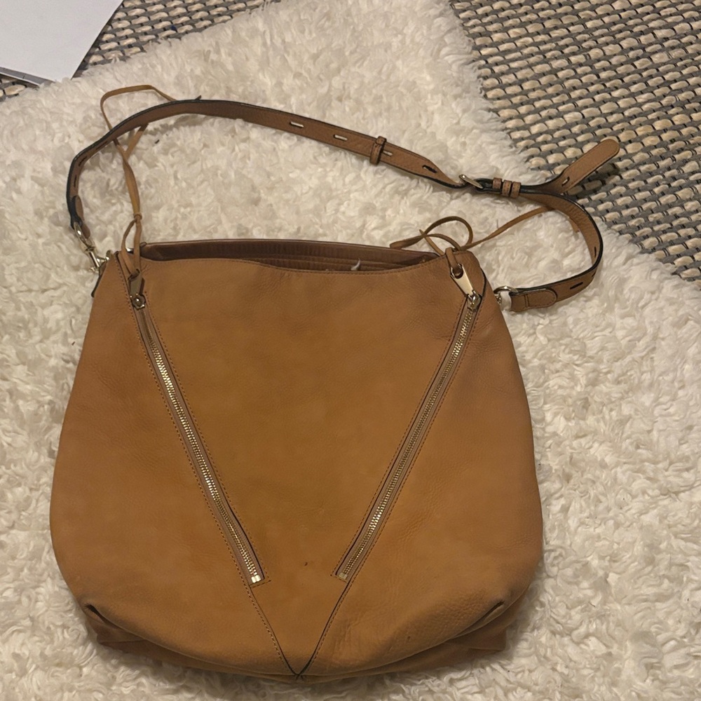 Rebecca Minkoff Moto Hobo Suede Leather Shoulder Bag with Front Zips